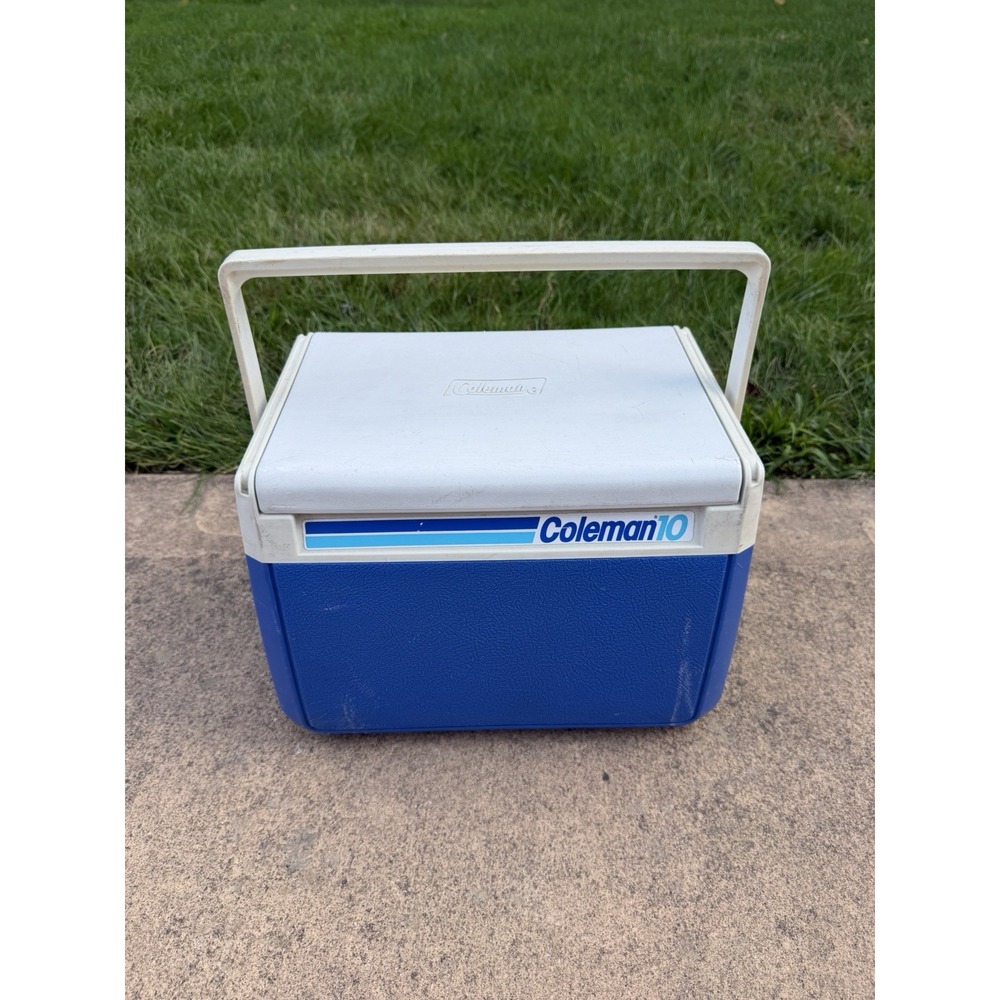 VTG Coleman 10 Cooler Model 5210 Flip/Slide Cup Holder Lid Royal Blue White